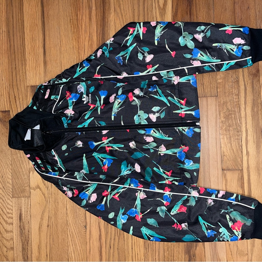 Adidas floral print, zip up